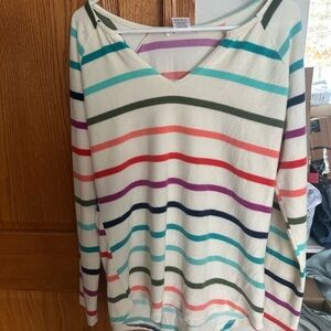 SO soft!! K.Jordan Striped Cream and Purple Top